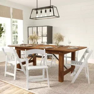 Set di 2 sedie da pranzo Merrick Lane in legno massello con design pieghevole e finitura elegante