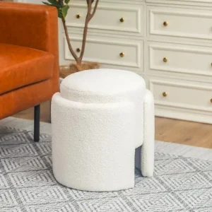 Adeco Pouf Rotondo in Peluche per Soggiorno Camera da Letto