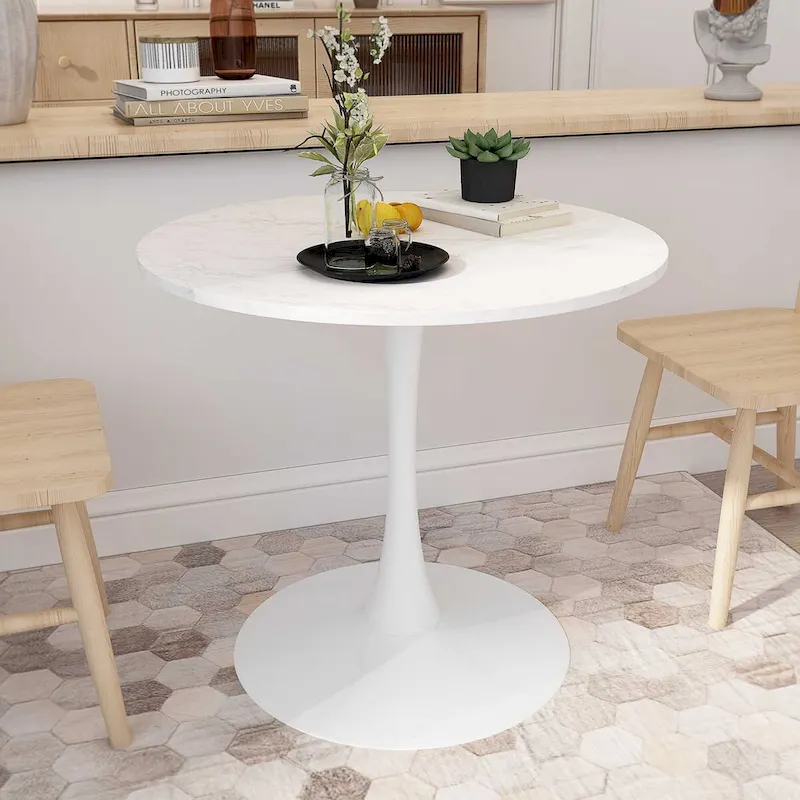 32Tavolo da pranzo moderno con base rotonda in metallo e piano in MDF - immagine 5