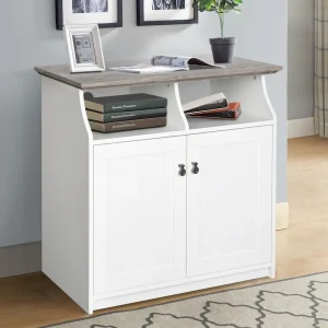 Saint Birch Finley Cassettiera verticale a 2 ante con spazio nascosto, colore bianco